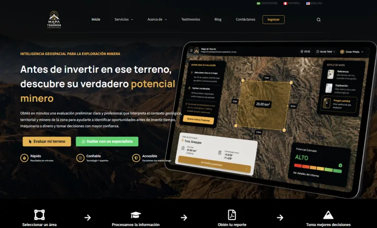 Mapa de Tesoros: vista de la web